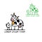 Cartoon cow and chicken funny farm logo