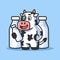 Cartoon Cow with Milk Bottle illustration