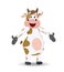 Cartoon cow standing showing pose