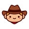 Cartoon Cowboy Emoji Icon Isolated