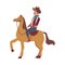 Cartoon cowboy man in costume riding a horse - horseman from Western movie