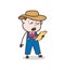 Cartoon Cowboy Man Reading Notes Vector