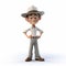 Cartoon Cowboy: Photorealistic 3d Render With Clever Wit