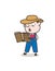 Cartoon Cowboy Reading a Book Vector Illustration