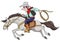 Cartoon cowboy riding his horse fast vector