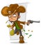 Cartoon cowboy robber with handgun