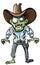 Cartoon cowboy zombie with gun belt and hat