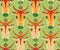 Cartoon cows with big eyes and watermelon peel on the head. Seamless pattern with cows. Children`s room, office supplies, fabric,