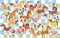 Cartoon cows and horses set or paper pack or fabric design
