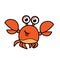 Cartoon crab color and outlined for coloring page isolated on white background
