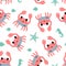 Cartoon crab with fish, seahorse and starfish seamless pattern.