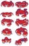 Cartoon crabs vector clip art set