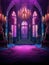 Cartoon creepy purple room in haunted castle. AI