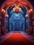 Cartoon creepy room in haunted castle. AI