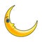 Cartoon crescent moon with eyes vector symbol icon design.