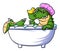 cartoon crocodile bathing in the bathtub