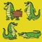 Cartoon crocodile character in set