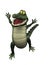 Cartoon crocodile jumping for joy.