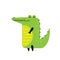 Cartoon crocodile. Vector hand drawn illustration on white background. Cute cartoon character. Good smiling crocodile