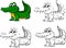 Cartoon crocodile. Vector illustration. Coloring and dot to dot