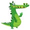 Cartoon crocodile. Vector isolated green dinosaur.