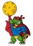 cartoon crocodile wearing superhero costume