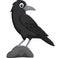 Cartoon crow standing in stone on white background