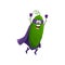 Cartoon cucumber super hero isolated vector icon