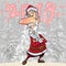 Cartoon cunning Santa Claus standing with his arms folded