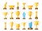 Cartoon cup. Golden championship reward. Isolated winner prize for competition. Tournament trophy shapes. First place