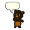 cartoon curious black bear with speech bubble