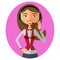 Cartoon customer support operator icon call center woman avatar