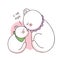 Cartoon cute adorable mother and baby cat kissing vector.