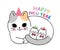 Cartoon cute adorable Mother cat and kittens celebration new year .