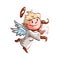 Cartoon cute angel, playing lyre