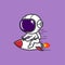 cartoon cute astronaut riding a rocket