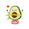 Cartoon cute avocado happy loss weight on weighing scales, Scales for measuring obesity, Concept with Eating healthy food