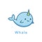 Cartoon cute baby whale happy, cartoon style illustration vector