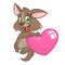 Cartoon cute baby wolf in love and holding a heart love. Vector illustration for St Valentines Day. Isolated.