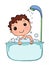 cartoon cute bathing child boy white background	cartoon illustration