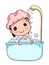 Cartoon cute bathing child girl white background	cartoon illustration