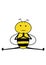 Cartoon cute bee doing split. Peaceful bee in a yoga pose