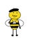 Cartoon cute bee with mustache , beret, and holding camera.