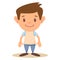 Cartoon cute boy stands in a confident pose. Colorful vector illustration.