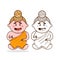 Cartoon cute Buddha sitting in the Lotus position vector illustration
