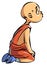 Cartoon Cute Buddhist Monk child is surprised