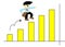 Cartoon cute businessman run up on graph