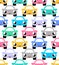 Cartoon Cute car pattern seamless. Sweet auto background