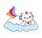 Cartoon cute caticorn cat and kitten character