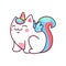 Cartoon cute caticorn character, fantasy animal